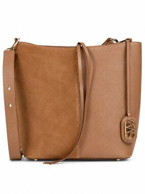 STUART WEITZMAN BUCKET BAG WITH WALLET 5050 Suede and leather,$495